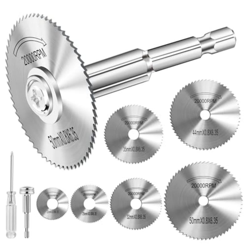 6Pcs High Speed Cutting Wheel for Drill 1/4 Inch Hex Shank Rotary Drill Saw, Mini Circular Saw Blade Set for Drills Rotary Tools - Image 1
