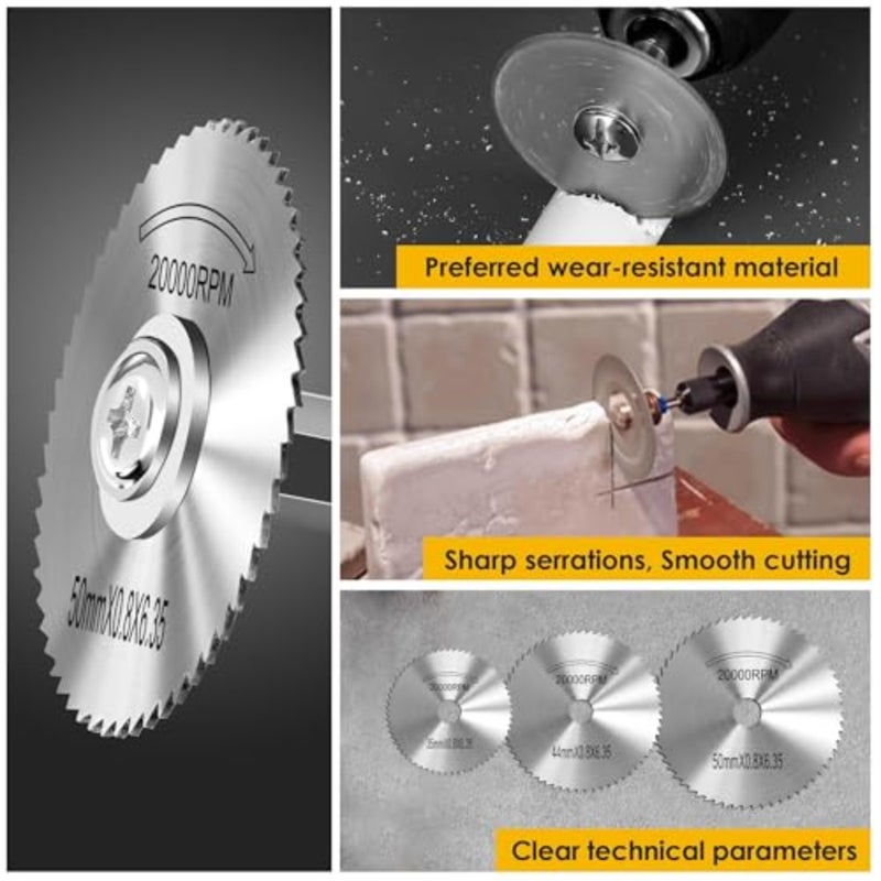 6Pcs High Speed Cutting Wheel for Drill 1/4 Inch Hex Shank Rotary Drill Saw, Mini Circular Saw Blade Set for Drills Rotary Tools - Image 2