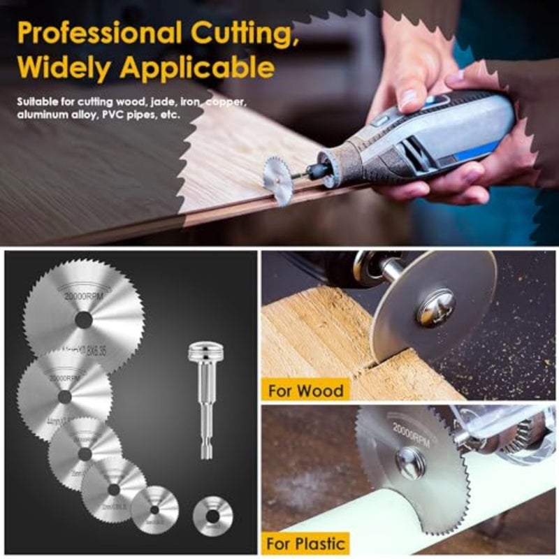 6Pcs High Speed Cutting Wheel for Drill 1/4 Inch Hex Shank Rotary Drill Saw, Mini Circular Saw Blade Set for Drills Rotary Tools - Image 5