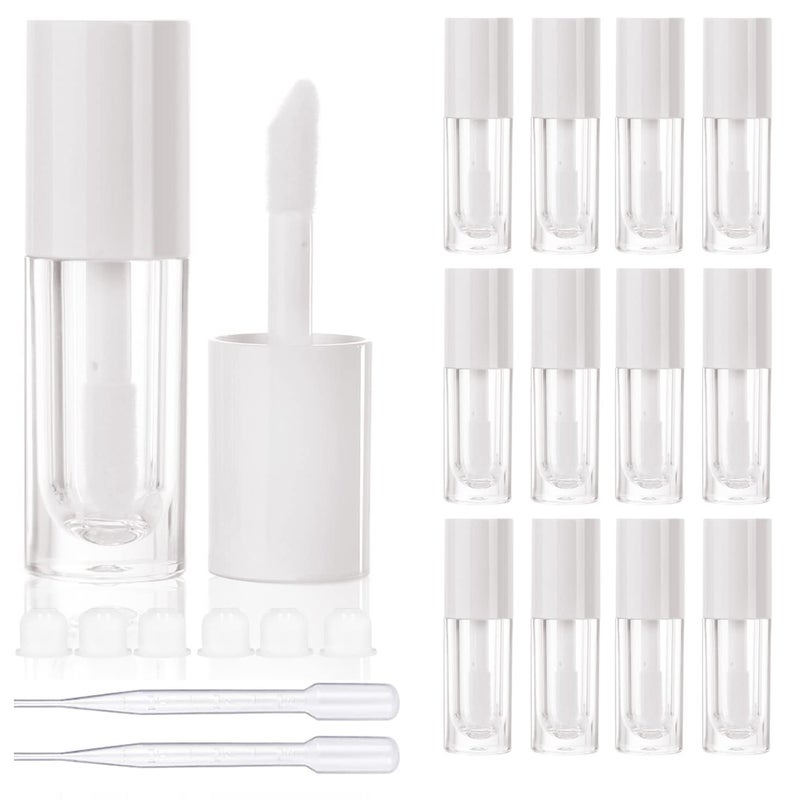 COSIDEA 14pcs Empty 6ml big brush lip gloss tubes for DIY lip glossWhite lipgloss containers