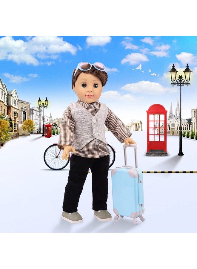 22 Pcs 18 Inch Boy Doll Clothes Suitcase Set For 18 Inch Boy Doll Accessories Travel Carrier Storage, Including Suitcase Pillow Blindfold Sunglasses Camera Computer - Image 5