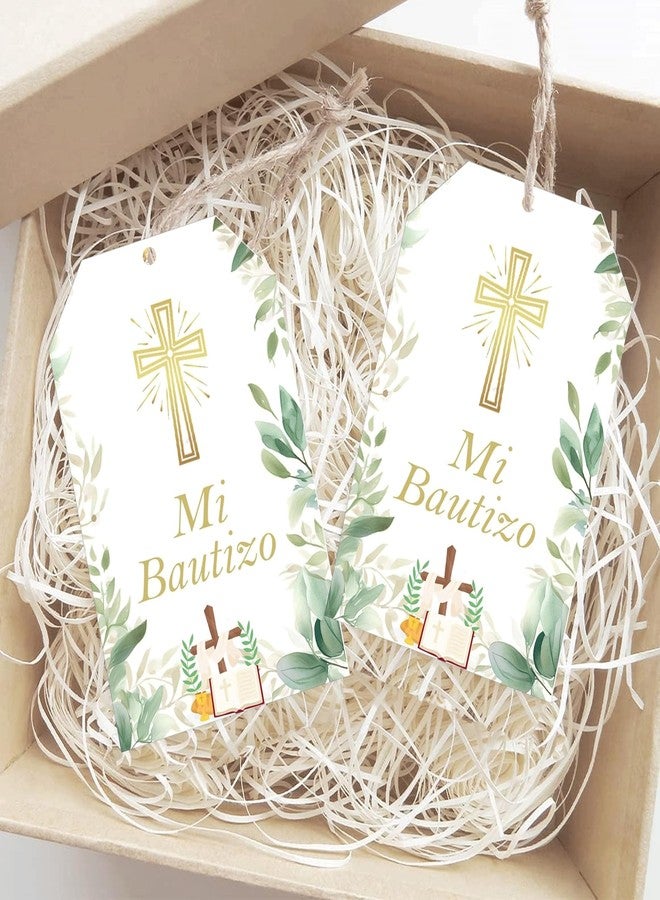 wootile Mi Bautizo Card Gold Religious Baptism Favor Tags 50 Pcs Gold Cross Thank You Paper Tags with String - Gracias Por AcompañArnos Tag Spanish God Blessed Gift Tag for Birthday Party Favors - Image 2