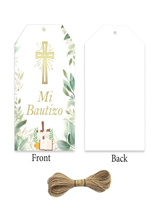 wootile Mi Bautizo Card Gold Religious Baptism Favor Tags 50 Pcs Gold Cross Thank You Paper Tags with String - Gracias Por AcompañArnos Tag Spanish God Blessed Gift Tag for Birthday Party Favors - Image 4
