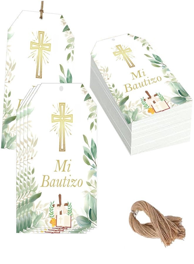 wootile Mi Bautizo Card Gold Religious Baptism Favor Tags 50 Pcs Gold Cross Thank You Paper Tags with String - Gracias Por AcompañArnos Tag Spanish God Blessed Gift Tag for Birthday Party Favors - Image 1
