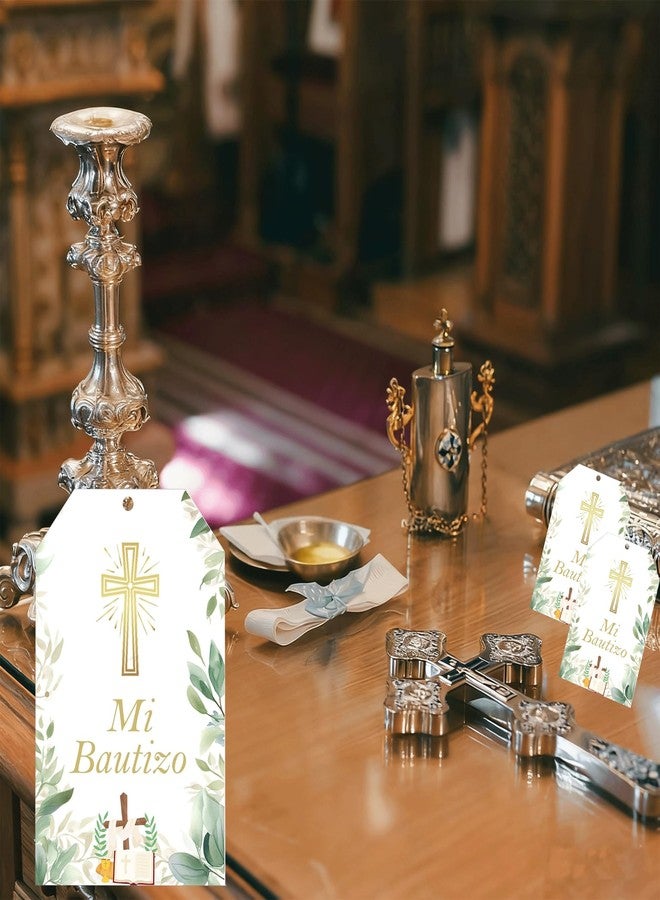 wootile Mi Bautizo Card Gold Religious Baptism Favor Tags 50 Pcs Gold Cross Thank You Paper Tags with String - Gracias Por AcompañArnos Tag Spanish God Blessed Gift Tag for Birthday Party Favors - Image 3