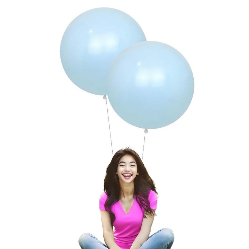 IN-JOOYAA 24 Inch Latex Round Balloons 10 Pack Macaron Blue Thick Big Balloons for Photo Shoot Wedding Baby Shower Birthday Party Decorations by INJOOYAA - Image 3