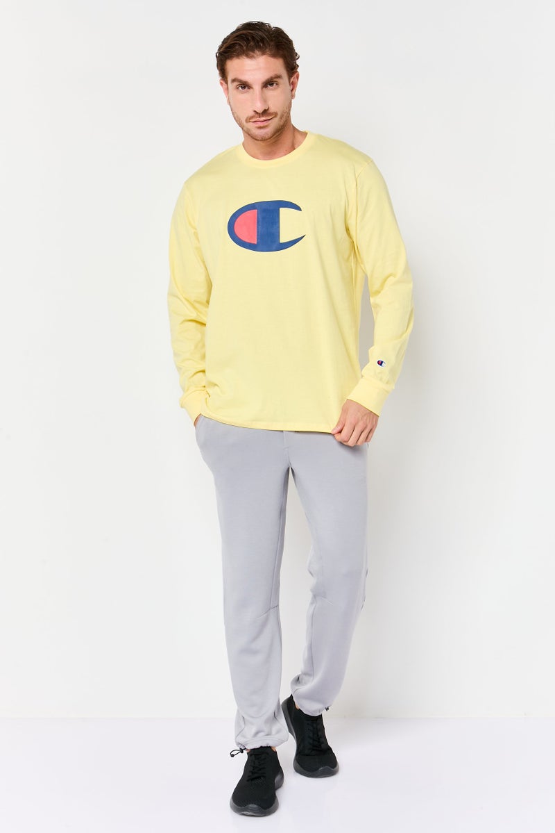Champion Men Sportswear Fit Long Sleeve Outdoor T-Shirt, Pale Yellow - Image 2