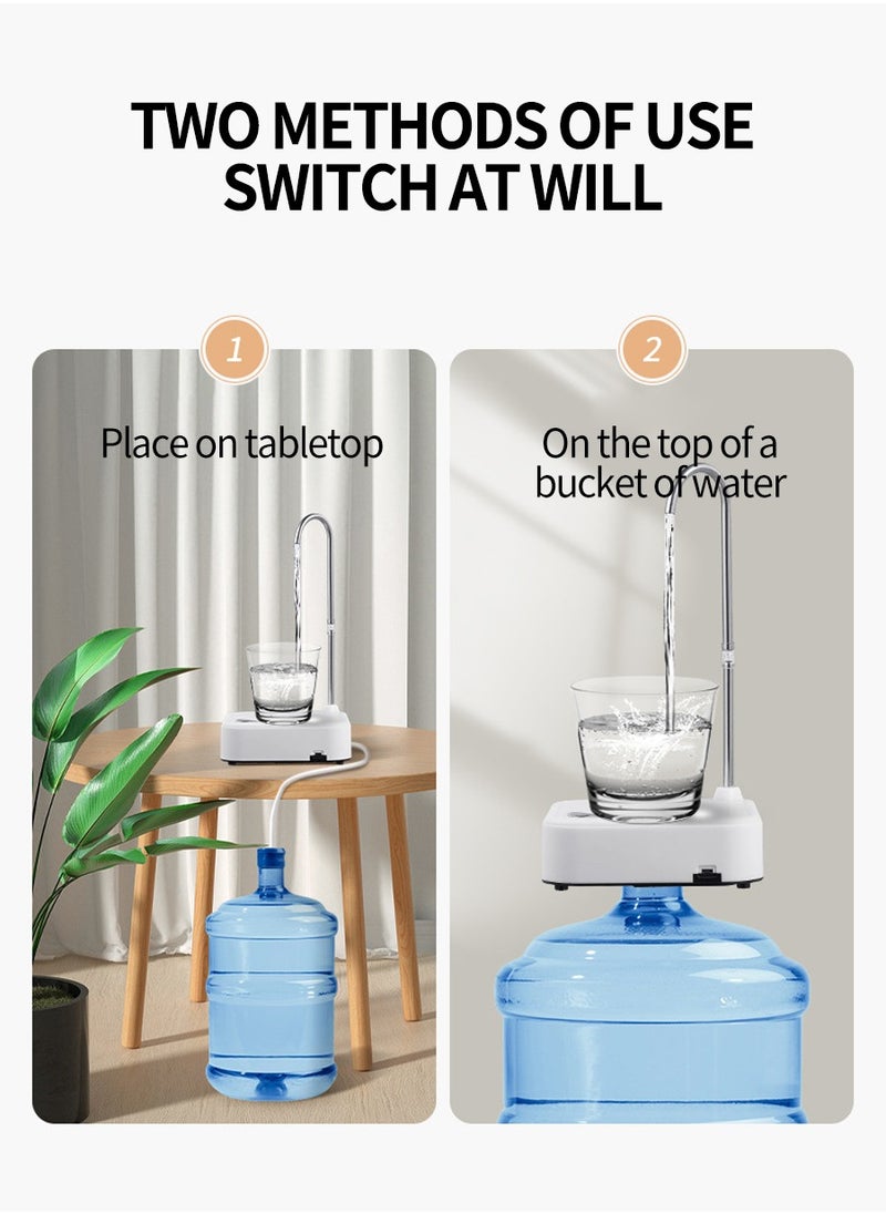 Beirui - 2 in 1 Water Dispenser Electric Pump Bucket Table Dual Purpose Electric Water Dispenser Smart Electric Pump USB Rechargeable Water Bottle Pump Portable Low Decibel Bedside Water Dispenser for 5 Gallon Water Bottle, Camping Portable Water Dispenser Pumps for Home Kitchen and Office - Image 1