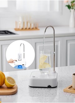 2 in 1 Water Dispenser Electric Pump Bucket Table Dual Purpose Electric Water Dispenser Smart Electric Pump USB Rechargeable Water Bottle Pump Portable Low Decibel Bedside Water Dispenser for 5 Gallon Water Bottle, Camping Portable Water Dispenser Pumps for Home Kitchen and Office