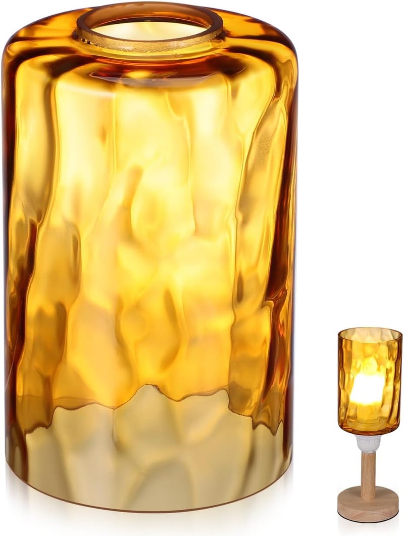 LABRIMP Small Glass Lamp Shade 2-Pack Clear Decorative Cylinder Light Fixture Cover 5.70X7.87X3.93 Inch Replacement for Pendant Lights Bedroom Living Room - Image 1