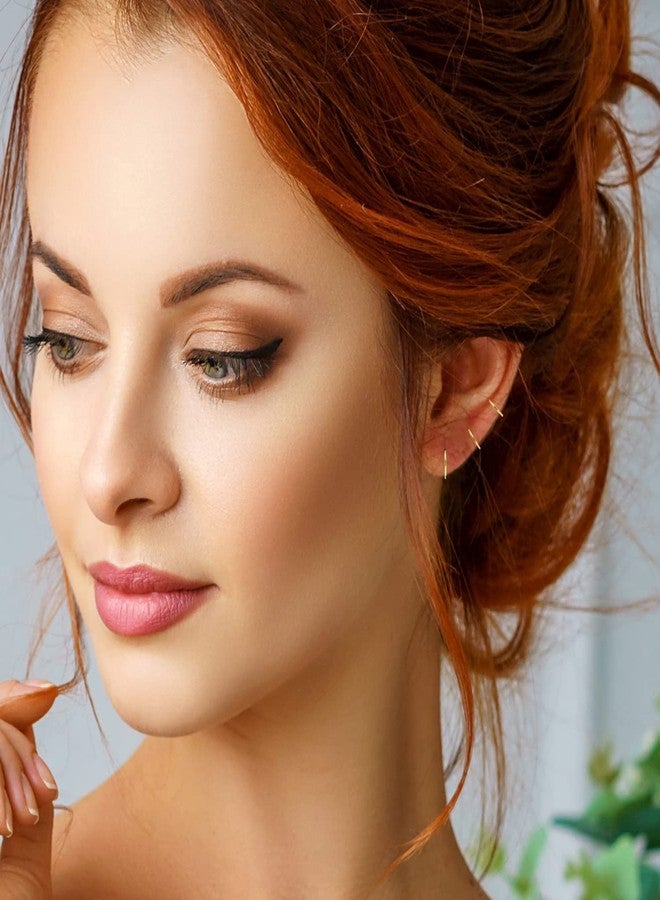 Hoops 4 Less "Gold Hoop Earrings for Women Cartilage Earring Yellow Flashed Silver Small Hoops for Men Fashion Piercings Trendy Unisex, Set of 2 Pairs" - Image 3