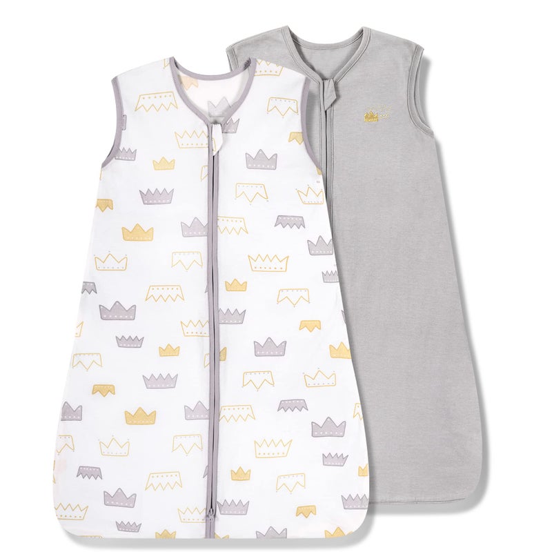 TILLYOU Sleep Sack 1824 Months 05 TOG Baby Wearable Blanket with 2Way Zipper Extra Soft Cotton Sleeveless Sleeping sack 2 Pack Gray Grown