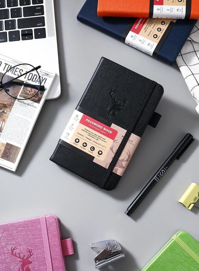 molekaus Password Book with Alphabetical Tabs Small Password Keeper with Extra Password Space to Change Password. Password Notebook for Home or Office for Internet Log In, 6.1 * 3.7in black small - Image 4