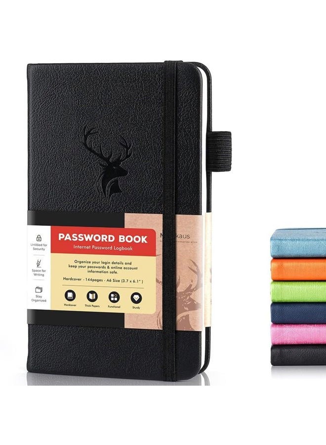 molekaus Password Book with Alphabetical Tabs Small Password Keeper with Extra Password Space to Change Password. Password Notebook for Home or Office for Internet Log In, 6.1 * 3.7in black small - Image 1