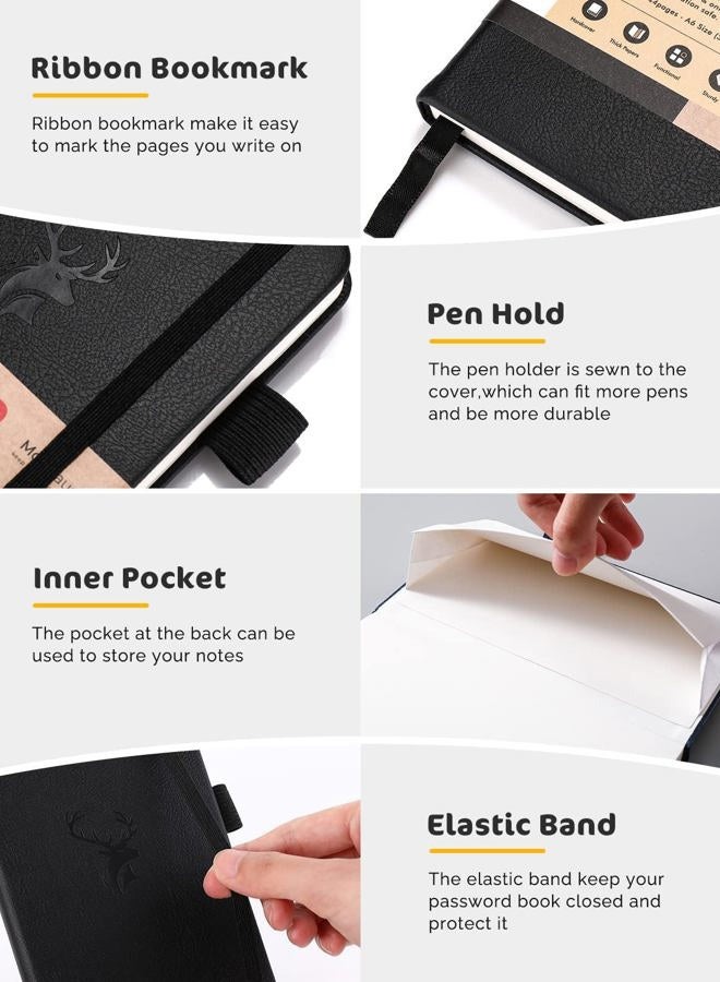 molekaus Password Book with Alphabetical Tabs Small Password Keeper with Extra Password Space to Change Password. Password Notebook for Home or Office for Internet Log In, 6.1 * 3.7in black small - Image 3