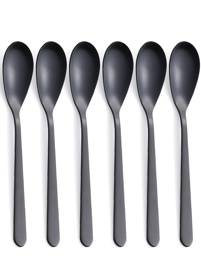FULLYWARE Matte Black Demitasse Espresso Coffee Spoons, Stainless Steel Satin Finish, Mini Teaspoons, Sugar Spoons, 4.7-inch, Set of 6 - Image 1