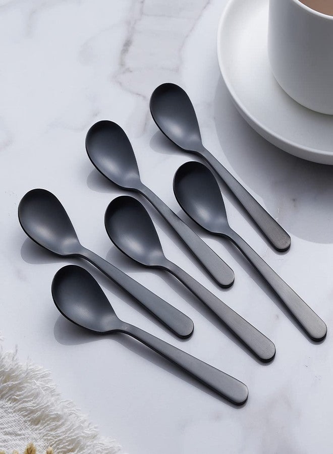 FULLYWARE Matte Black Demitasse Espresso Coffee Spoons, Stainless Steel Satin Finish, Mini Teaspoons, Sugar Spoons, 4.7-inch, Set of 6 - Image 2