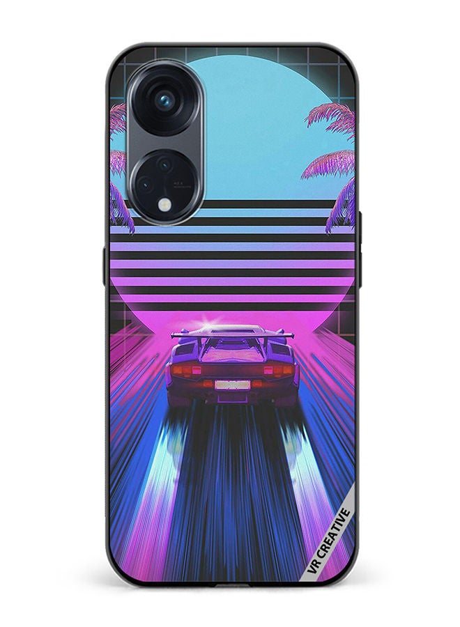 VR CREATIVE Protective Case Cover For Oppo Reno8 T 5G Retro Synthwave Ps4 Design Multicolour - Image 1