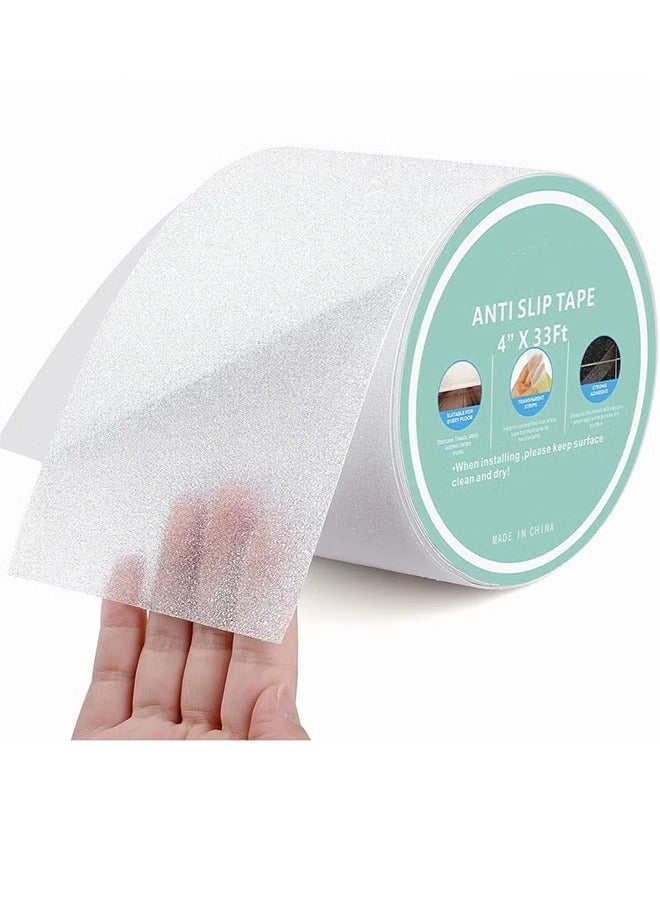 كيلا شريط شفاف مانع للانزلاق، مقاوم للماء، شريط مانع للانزلاق لدرجات السلم، للقوارب، السلالم، شفاف، ناعم، مريح للأقدام العارية، 4 بوصات × 33 قدمًا - Image 1