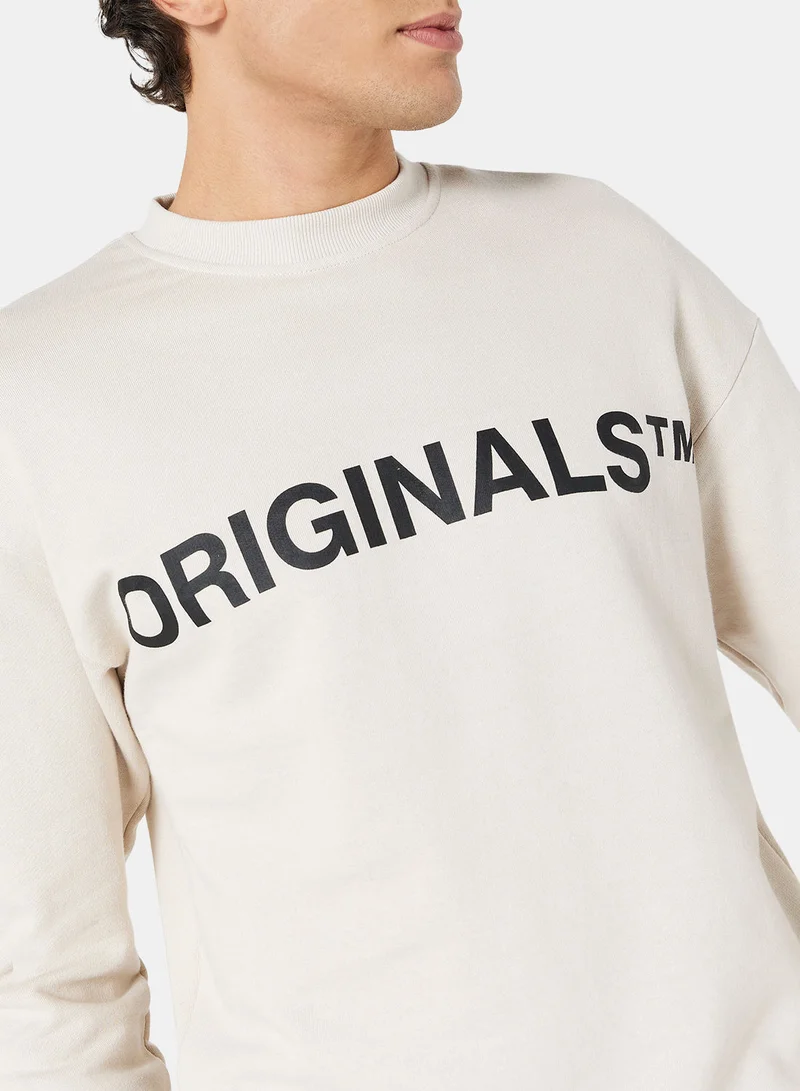 JACK & JONES Logo Relaxed Crew Neck Sweatshirt