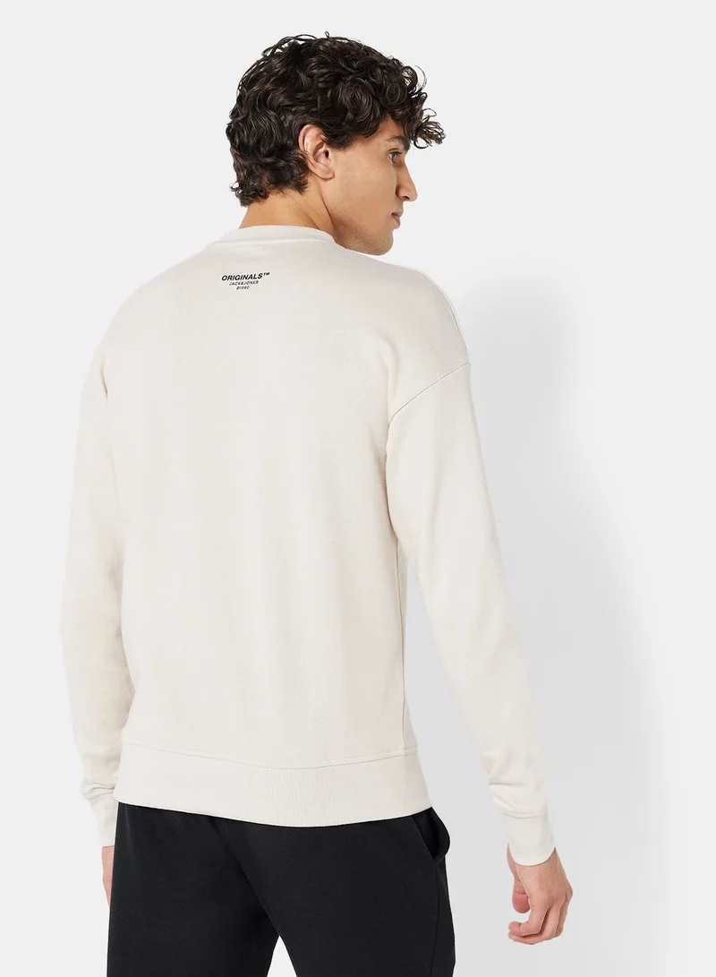 JACK & JONES Logo Relaxed Crew Neck Sweatshirt
