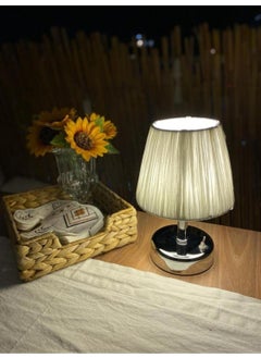 Maison Avf Raffia & Wicker Table Top LED Wireless Battery Lampshade Silver-White Without Fringes  - Image 3