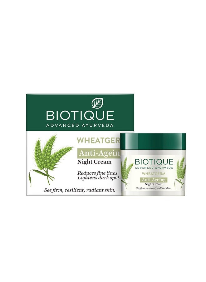 Biotique - Wheat Germ Anti- Ageing Night Cream | Reduces Fine Lines | Lightens Dark Spots | 100% Botanical Extracts | Suitable For All Skin Types | 50G - Image 1