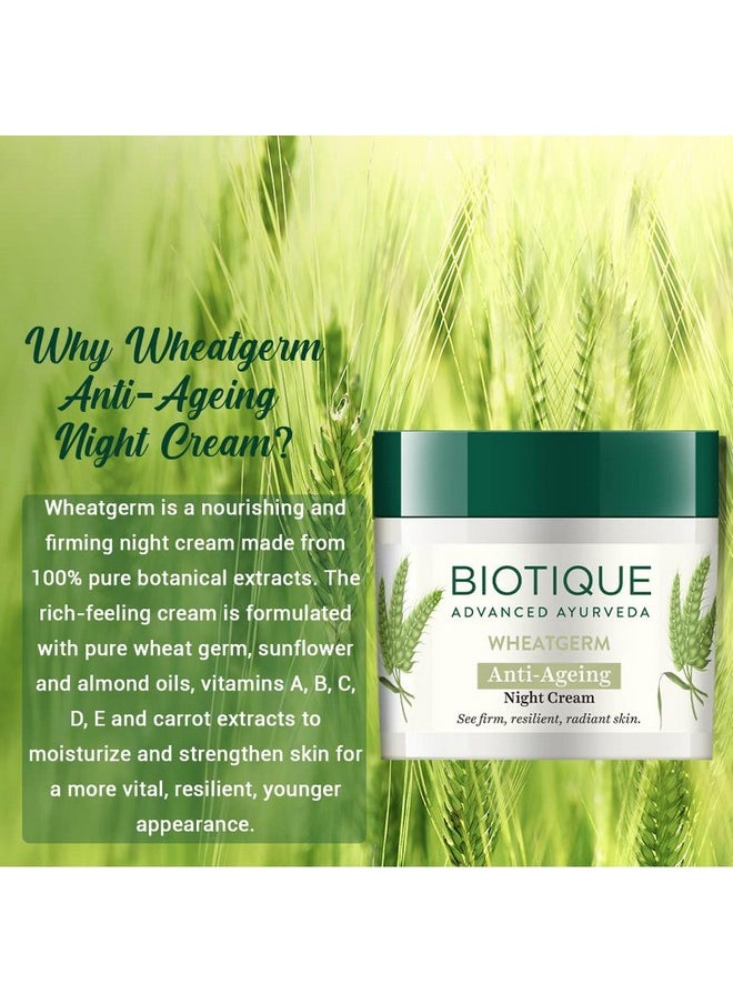 Biotique - Wheat Germ Anti- Ageing Night Cream | Reduces Fine Lines | Lightens Dark Spots | 100% Botanical Extracts | Suitable For All Skin Types | 50G - Image 1
