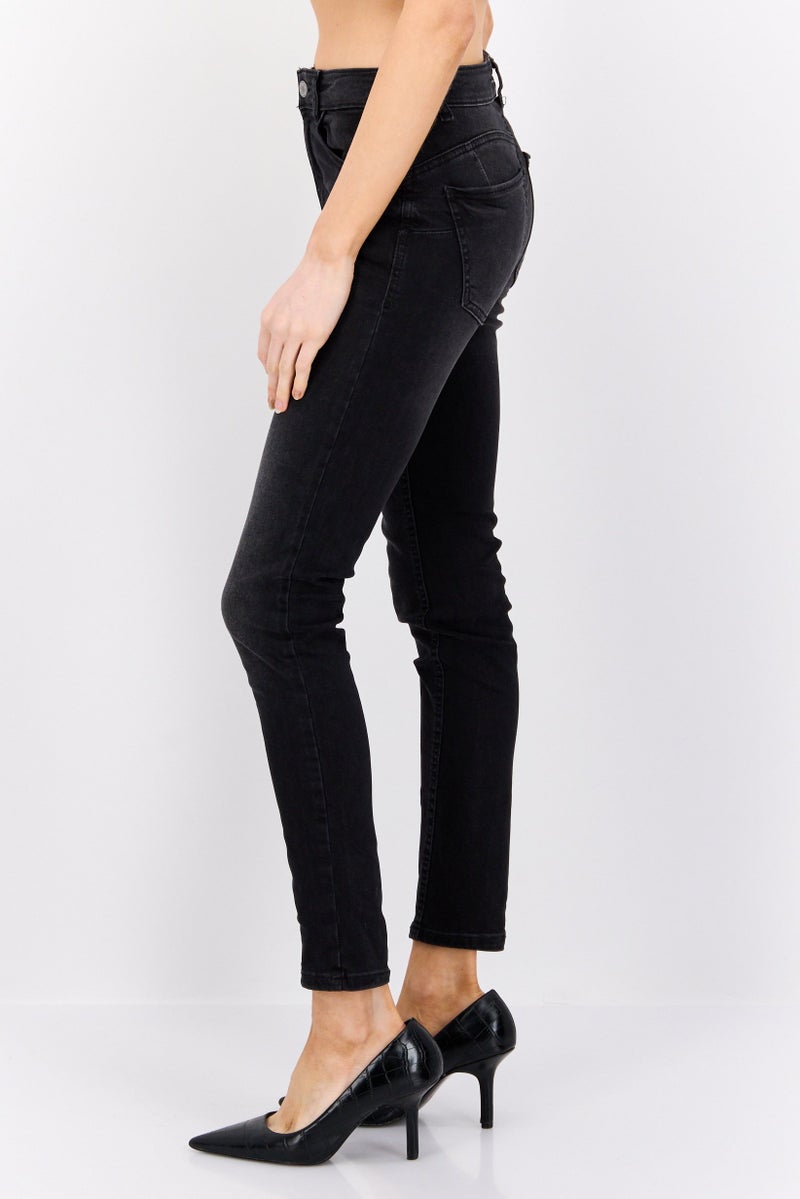 Reserved Women Regular Fit Solid Stretchable Jeans, Black - Image 2