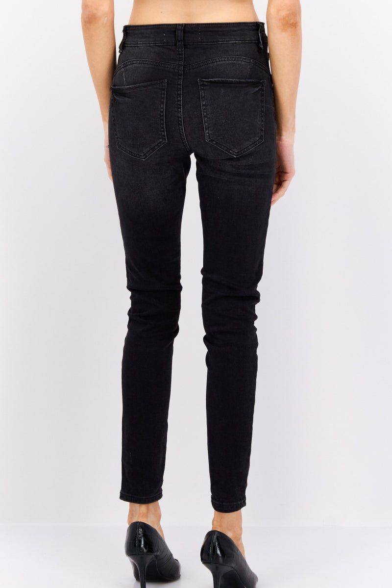 Reserved Women Regular Fit Solid Stretchable Jeans, Black - Image 3