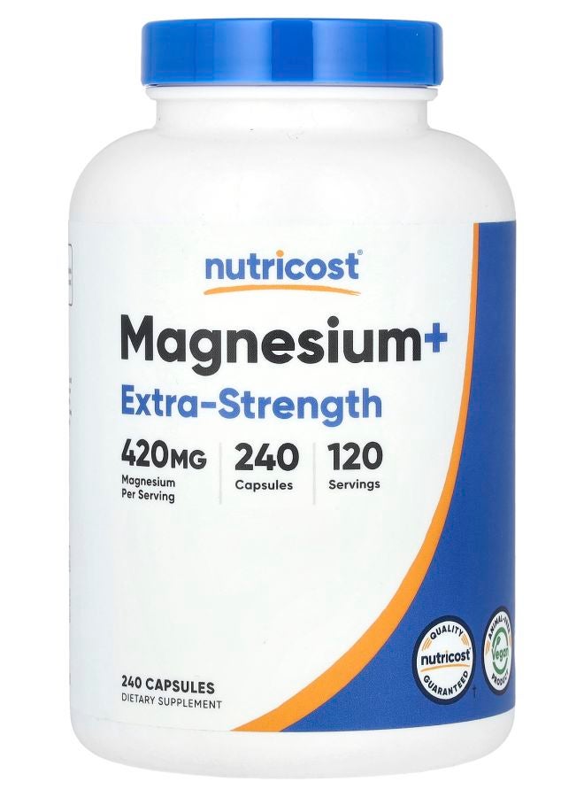 Nutricost Magnesium+ Extra-Strength 420 mg 240 Capsules (210 mg per Capsule)