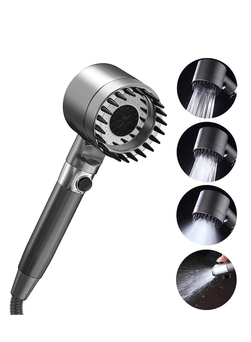 Shower Head with Handheld, High Pressure 3-mode Shower Head Combo, Massage Scalp, with Filter Component to Filter and Adsorb Impurities 59″ Replacement Hose (Grey) - Image 1