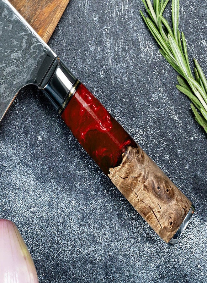 أوساويك سكين طاهي دمشق الفولاذي -مجموعة تسونامي -الطبقة 67 اليابانية VG10 الفولاذي المركزي -الراتنج الأزرق الفريد ومناولة الخشب الطبيعية، رايزر شارب، جميلة دمشق نمط الموجة - Image 4