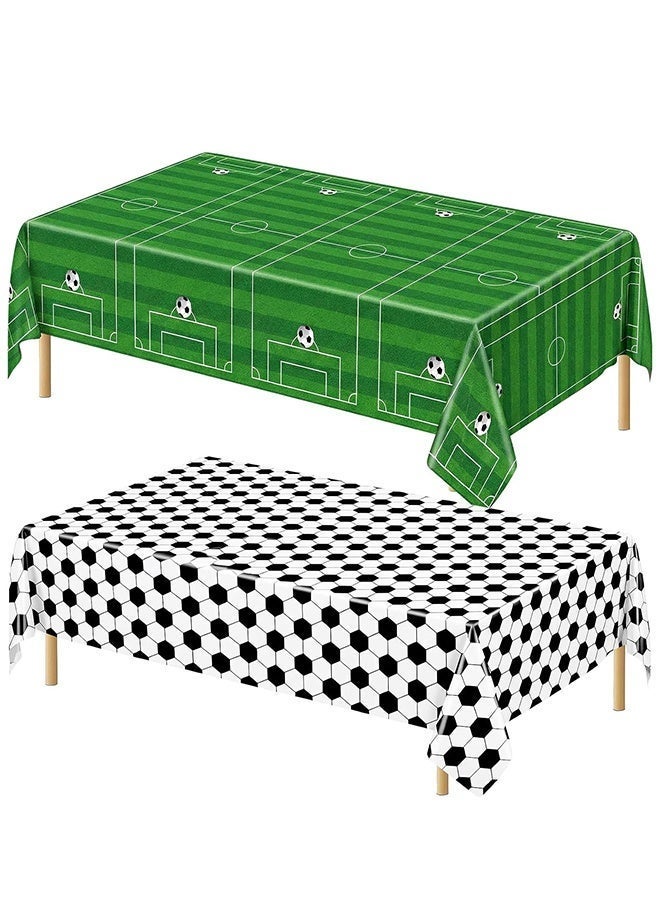 2 Pcs Soccer Table Cloth - Soccer Birthday Party Decorations, Disposable Rectangle Soccers Plastic Table Cover for Sport Football Soccer Theme Party Supplies Tables Decorations, 54 x 108 Inch - Image 1