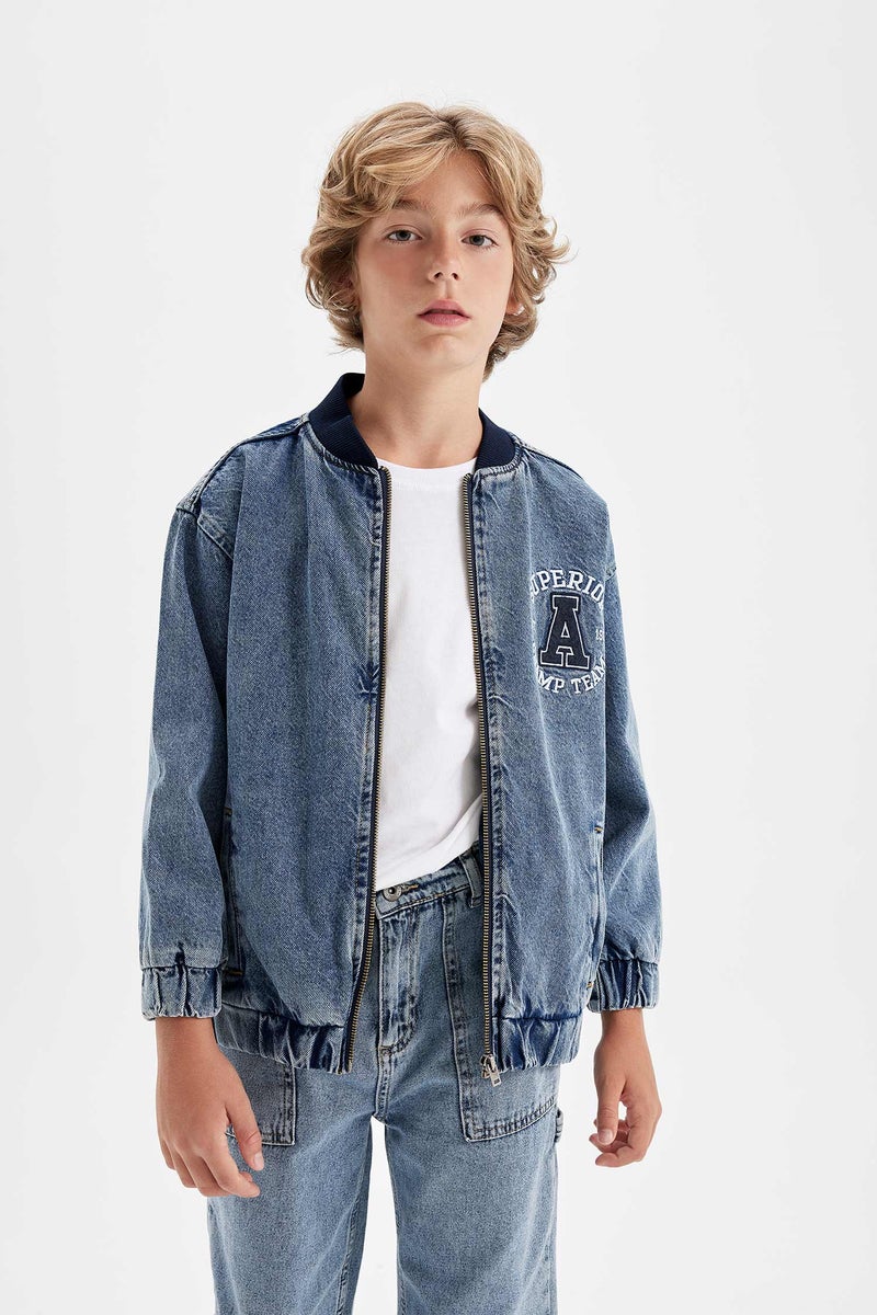 DeFacto Boy College Collar Bomber Jean Jacket - Image 1