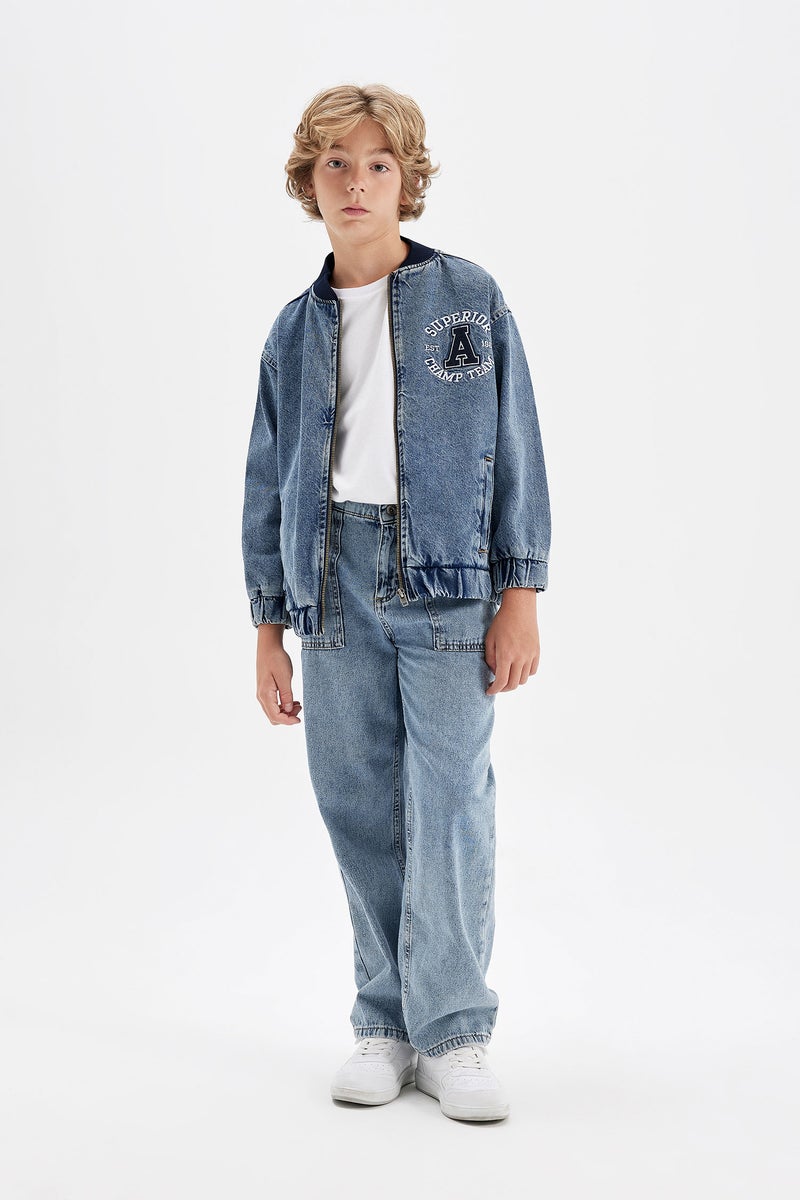 DeFacto Boy College Collar Bomber Jean Jacket - Image 4