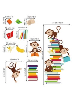 decalmile Monkey Wall Decals Animals Reading Books Wall Stickers Baby Nursery Kids Bedroom Classroom Wall Decor  - Image 5