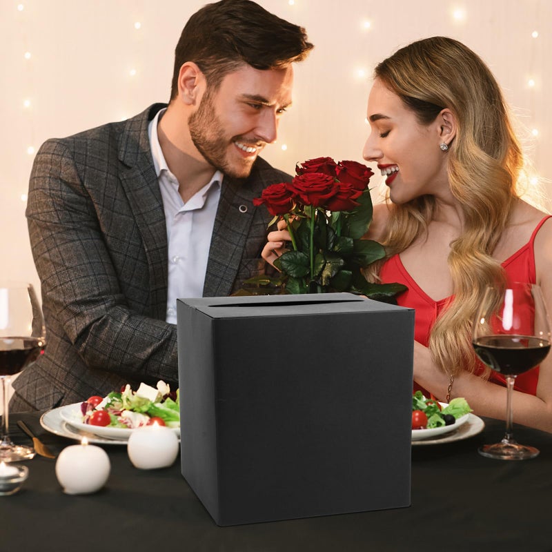 Hxezoc Black Card Box Wedding Favors Gift Card Boxes Post Box Cardboard Receiving Money Box Holder for Wedding Reception, Baby Showers, Anniversary, Birthday Party, Retirement, Graduation Envelope Holder - Image 4