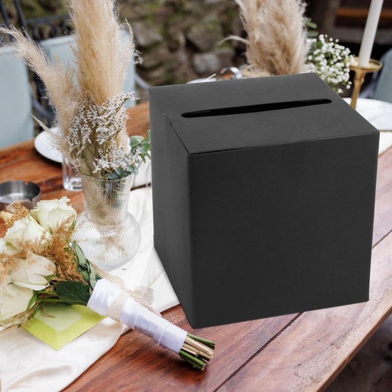 Hxezoc Black Card Box Wedding Favors Gift Card Boxes Post Box Cardboard Receiving Money Box Holder for Wedding Reception, Baby Showers, Anniversary, Birthday Party, Retirement, Graduation Envelope Holder - Image 3