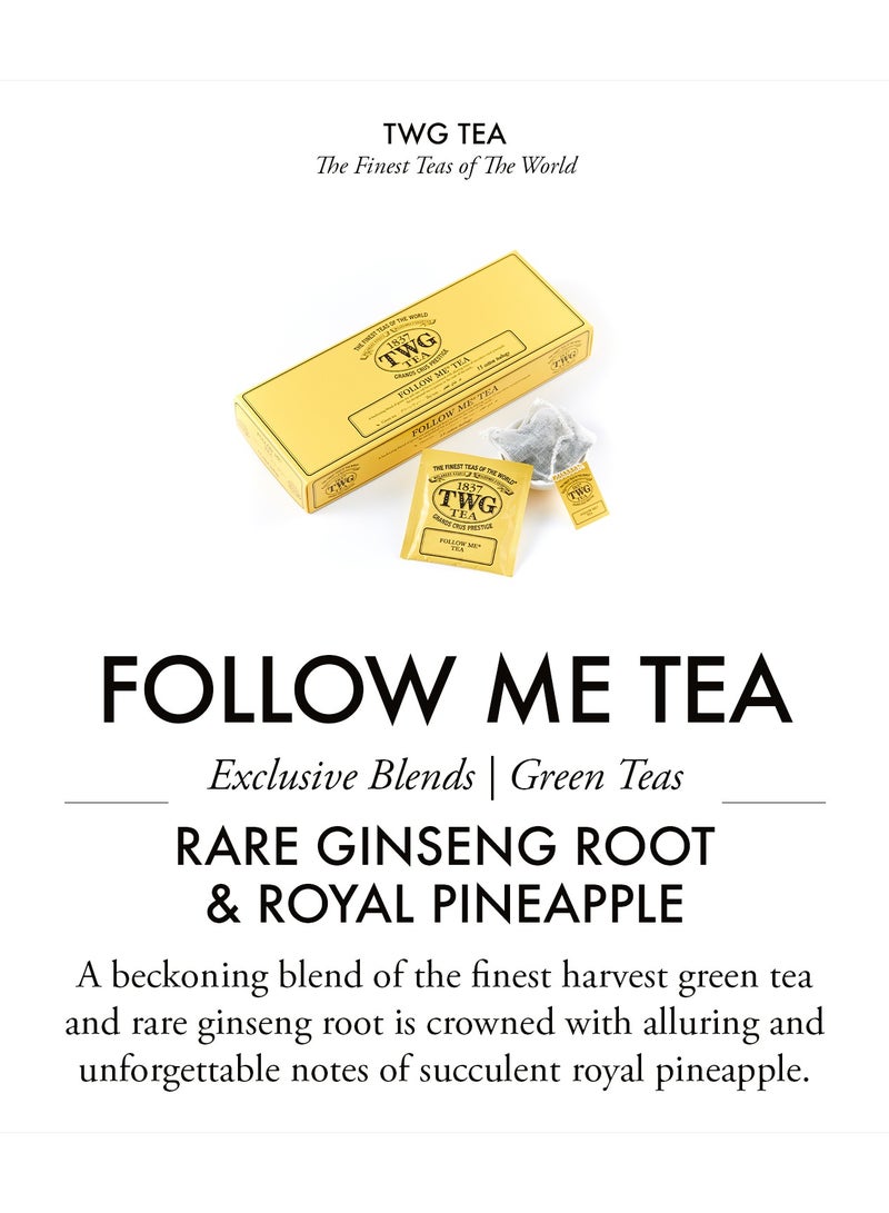 TWG Tea Follow Me Tea | Green Tea | Ginseng & Pineapple | 15 Hand Sewn Cotton Teabags | Gift Set - Image 3