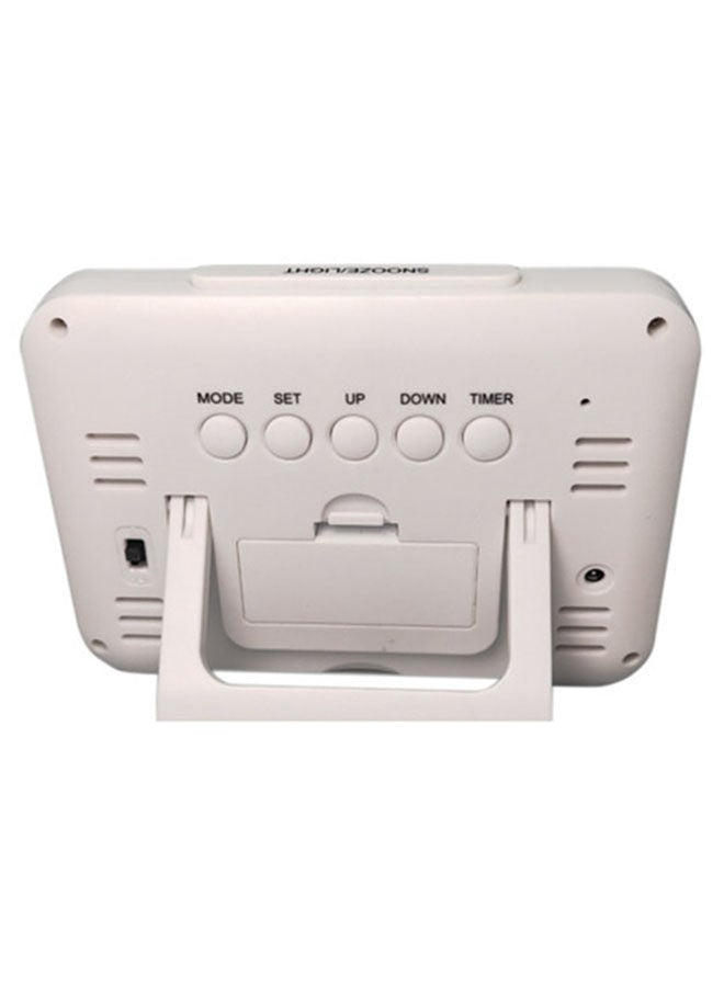 NIBEMINENT Voice Control LED Digital Alarm Clock White 14 x 3cm - Image 4