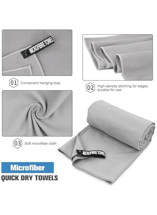 MIXDE - 2 Pack Quick Drying Towel, Gym Towel Swimming Towel for Men Women Microfiber Travel Towel Fast Dry for Beach Gym Backpacking Sports Yoga Swim Use, Navy Blue, 40 x 80CM and 76 x 152CM (Light Gray) - Image 1