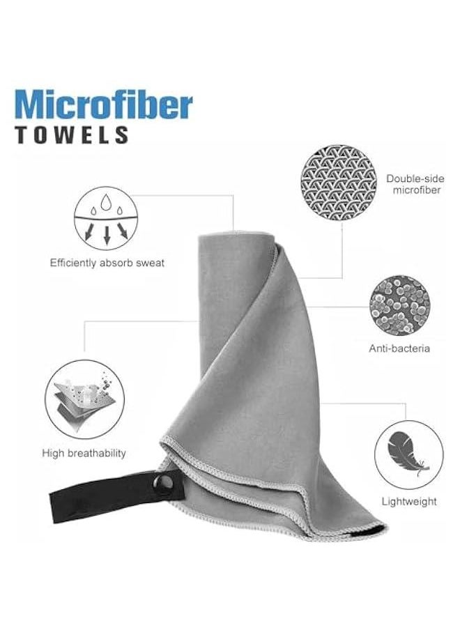 MIXDE - 2 Pack Quick Drying Towel, Gym Towel Swimming Towel for Men Women Microfiber Travel Towel Fast Dry for Beach Gym Backpacking Sports Yoga Swim Use, Navy Blue, 40 x 80CM and 76 x 152CM (Light Gray) - Image 1