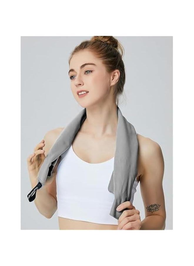 MIXDE - 2 Pack Quick Drying Towel, Gym Towel Swimming Towel for Men Women Microfiber Travel Towel Fast Dry for Beach Gym Backpacking Sports Yoga Swim Use, Navy Blue, 40 x 80CM and 76 x 152CM (Light Gray) - Image 1