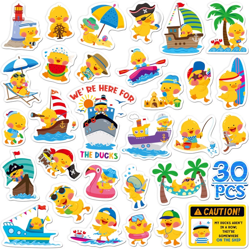 SpriteGru 30PCS Duck Cruise Door Magnets, Magnetic Waterproof Navigation Decorations Funny Ship Cabin Car Decors, Reusable Refrigerator Magnets for Fridge, Carnival Cruise Party - Image 1