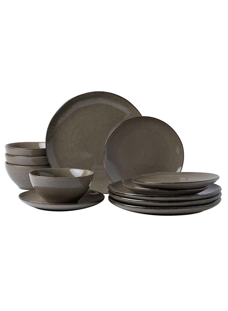 Famiware Tempus Series 12 Pieces Dinnerware Set, Dark Olive - Image 1