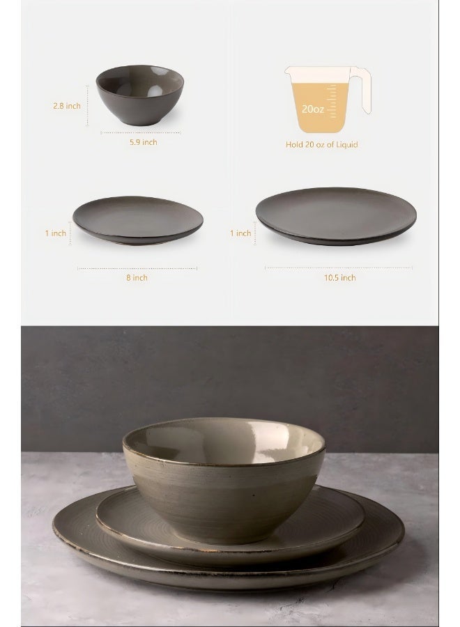Famiware Tempus Series 12 Pieces Dinnerware Set, Dark Olive - Image 2