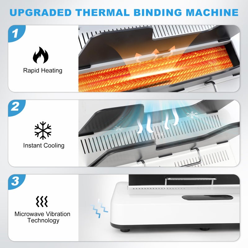 BEMPUS Thermal Binding Machine, 500 Sheets Capacity, No Preheat Time, Digital Touch Panel with Air Cooling, Electric Binder for A4/A5/Letter Size Business Documents, Office and Home Projects - Image 2