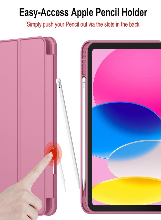 iMieet جراب iMieet الجديد لجهاز iPad من الجيل العاشر 2022 مقاس 10.9 بوصة مع حامل قلم، جراب ذكي ثلاثي الطي مع ظهر TPU ناعم، خاصية التشغيل/الإيقاف التلقائي (لون أحمر بنفسجي باهت جديد) - Image 5
