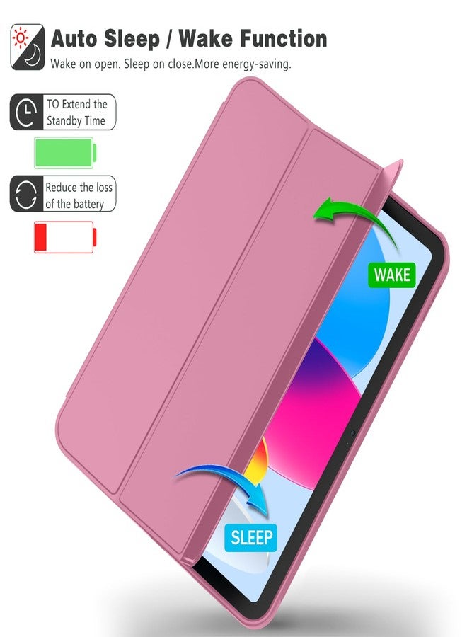 iMieet جراب iMieet الجديد لجهاز iPad من الجيل العاشر 2022 مقاس 10.9 بوصة مع حامل قلم، جراب ذكي ثلاثي الطي مع ظهر TPU ناعم، خاصية التشغيل/الإيقاف التلقائي (لون أحمر بنفسجي باهت جديد) - Image 4